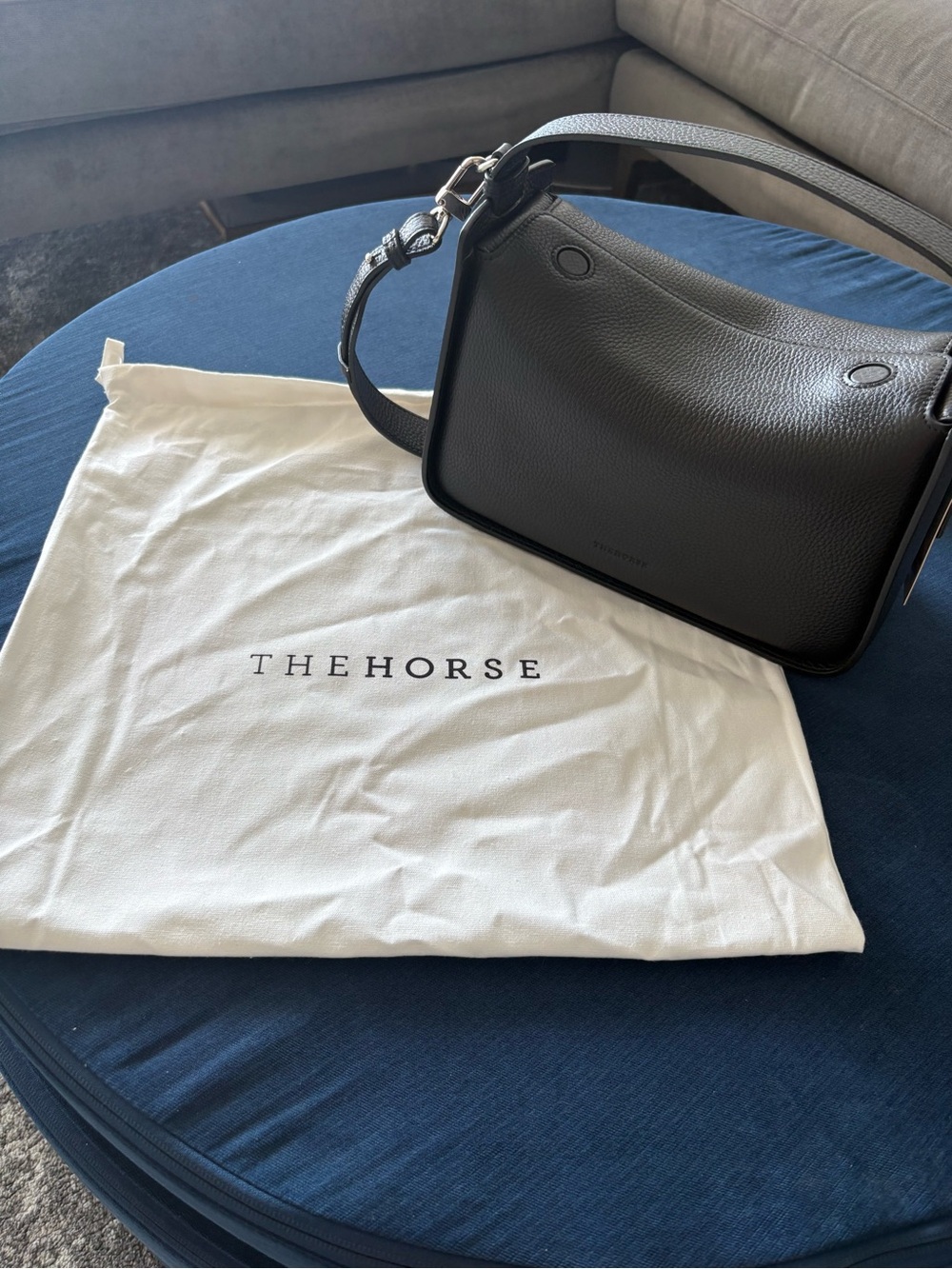 The Horse Clementine Black Leather Bag Purse with Silver Hardware